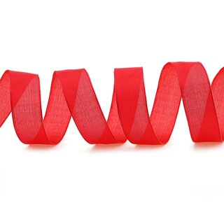 20 m x 25 mm SEIDENBAND LINA 609 ROT mit Drahtkanten Stoffband Dekoband Drahtkantenband Geschenkband Tischdeko