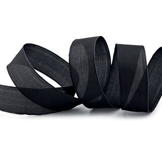 20 m x 25 mm SEIDENBAND LINA 613 SCHWARZ mit Drahtkanten Stoffband Dekoband Drahtkantenband Geschenkband Tischdeko