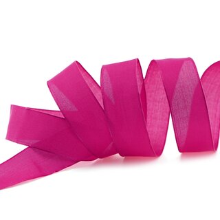 20 m x 25 mm SEIDENBAND LINA 616 PINK Fuchsia mit Drahtkanten Stoffband Dekoband Drahtkantenband Geschenkband Tischdeko