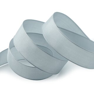 20 m x 25 mm SEIDENBAND LINA 631 GRAU Hellgrau mit Drahtkanten Stoffband Dekoband Drahtkantenband Geschenkband Tischdeko