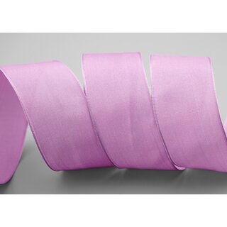 3 m x 40 mm SEIDENBAND LINA 026 LAVENDEL mit Drahtkanten Stoffband Dekoband Drahtkantenband Geschenkband Tischdeko