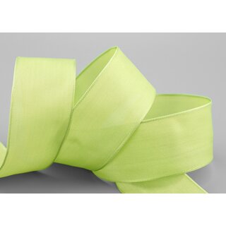 3 m x 40 mm SEIDENBAND LINA 027 LEMONGRN Kiwigrn mit Drahtkanten Stoffband Dekoband Drahtkantenband Geschenkband Tischdeko