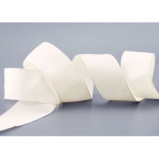 3 m x 40 mm SEIDENBAND LINA 104 Ivory Creme mit Drahtkanten Stoffband Dekoband Drahtkantenband Geschenkband Tischdeko