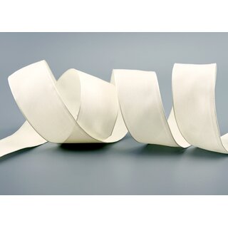 3 m x 40 mm SEIDENBAND LINA 104 Ivory Creme mit Drahtkanten Stoffband Dekoband Drahtkantenband Geschenkband Tischdeko