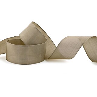 3 m x 40 mm SEIDENBAND LINA 105 BEIGE Hellbraun mit Drahtkanten Stoffband Dekoband Drahtkantenband Geschenkband Tischdeko