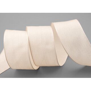 3 m x 40 mm SEIDENBAND LINA 106 Puder Hautfarbe mit Drahtkanten Stoffband Dekoband Drahtkantenband Geschenkband Tischdeko