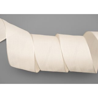 3 m x 40 mm SEIDENBAND LINA 106 Puder Hautfarbe mit Drahtkanten Stoffband Dekoband Drahtkantenband Geschenkband Tischdeko