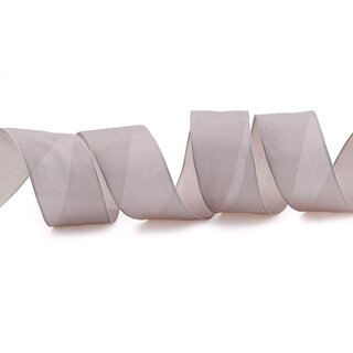 3 m x 40 mm SEIDENBAND LINA 107 Taupe mit Drahtkanten Stoffband Dekoband Drahtkantenband Geschenkband Tischdeko