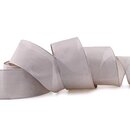 3 m x 40 mm SEIDENBAND LINA 107 Taupe mit Drahtkanten...