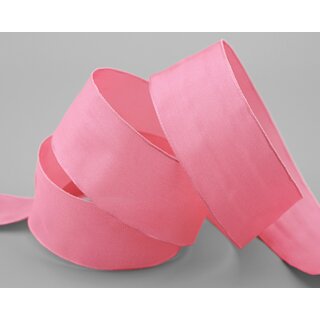 3 m x 40 mm SEIDENBAND LINA 504 ROSA Koralle mit Drahtkanten Stoffband Dekoband Drahtkantenband Geschenkband Tischdeko