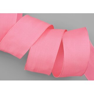 3 m x 40 mm SEIDENBAND LINA 504 ROSA Koralle mit Drahtkanten Stoffband Dekoband Drahtkantenband Geschenkband Tischdeko