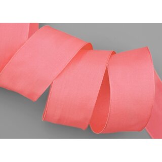3 m x 40 mm SEIDENBAND LINA 508 TERRAKOTTA Koralle mit Drahtkanten Stoffband Dekoband Drahtkantenband Geschenkband Tischdeko