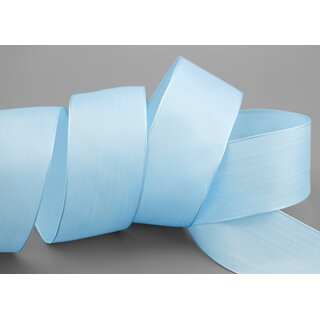 3 m x 40 mm SEIDENBAND LINA 602 HELLBLAU mit Drahtkanten Stoffband Dekoband Drahtkantenband Geschenkband Tischdeko