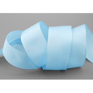 3 m x 40 mm SEIDENBAND LINA 602 HELLBLAU mit Drahtkanten Stoffband Dekoband Drahtkantenband Geschenkband Tischdeko