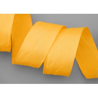 3 m x 40 mm SEIDENBAND LINA 605 DOTTERGELB Gelb mit Drahtkanten Stoffband Dekoband Drahtkantenband Geschenkband Tischdeko