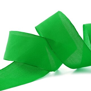 3 m x 40 mm SEIDENBAND LINA 607 GRN Dunkelgrn mit Drahtkanten Stoffband Dekoband Drahtkantenband Geschenkband Tischdeko