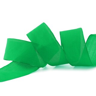 3 m x 40 mm SEIDENBAND LINA 607 GRN Dunkelgrn mit Drahtkanten Stoffband Dekoband Drahtkantenband Geschenkband Tischdeko