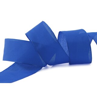 3 m x 40 mm SEIDENBAND LINA 614 BLAU mit Drahtkanten Stoffband Dekoband Drahtkantenband Geschenkband Tischdeko