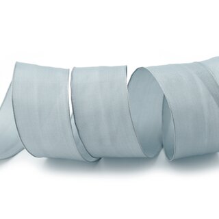 3 m x 40 mm SEIDENBAND LINA 631 GRAU Hellgrau mit Drahtkanten Stoffband Dekoband Drahtkantenband Geschenkband Tischdeko