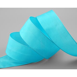 3 m x 40 mm SEIDENBAND LINA 703 TRKIS Trkisblau mit Drahtkanten Stoffband Dekoband Drahtkantenband Geschenkband Tischdeko