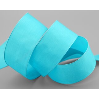 3 m x 40 mm SEIDENBAND LINA 703 TRKIS Trkisblau mit Drahtkanten Stoffband Dekoband Drahtkantenband Geschenkband Tischdeko