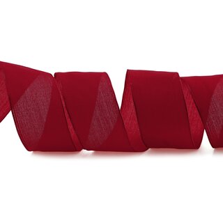 20 m x 40 mm SEIDENBAND LINA 018 Bordeaux mit Drahtkanten Stoffband Dekoband Drahtkantenband Geschenkband Tischdeko