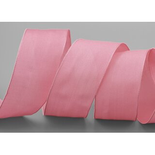 20 m x 40 mm SEIDENBAND LINA 020 ALTROSA Rosa mit Drahtkanten Stoffband Dekoband Drahtkantenband Geschenkband Tischdeko