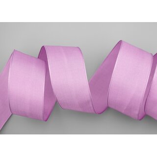 20 m x 40 mm SEIDENBAND LINA 026 LAVENDEL mit Drahtkanten Stoffband Dekoband Drahtkantenband Geschenkband Tischdeko