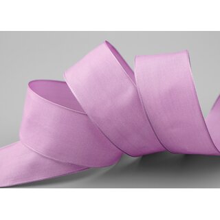 20 m x 40 mm SEIDENBAND LINA 026 LAVENDEL mit Drahtkanten Stoffband Dekoband Drahtkantenband Geschenkband Tischdeko