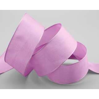 20 m x 40 mm SEIDENBAND LINA 026 LAVENDEL mit Drahtkanten Stoffband Dekoband Drahtkantenband Geschenkband Tischdeko