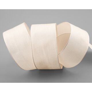 20 m x 40 mm SEIDENBAND LINA 106 Puder Hautfarbe mit Drahtkanten Stoffband Dekoband Drahtkantenband Geschenkband Tischdeko
