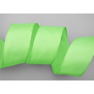20 m x 40 mm SEIDENBAND LINA 127 HELLGRN Apfelgrn mit Drahtkanten Stoffband Dekoband Drahtkantenband Geschenkband Tischdeko