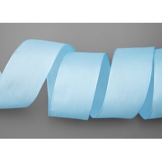 20 m x 40 mm SEIDENBAND LINA 602 HELLBLAU mit Drahtkanten Stoffband Dekoband Drahtkantenband Geschenkband Tischdeko