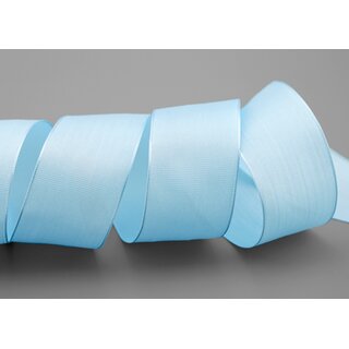 20 m x 40 mm SEIDENBAND LINA 602 HELLBLAU mit Drahtkanten Stoffband Dekoband Drahtkantenband Geschenkband Tischdeko