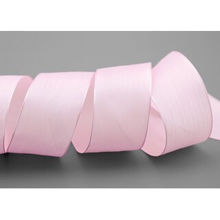 20 m x 40 mm SEIDENBAND LINA 604 Hellrosa Rosa mit Drahtkanten Stoffband Dekoband Drahtkantenband Geschenkband Tischdeko