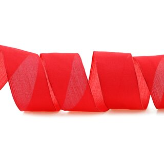 20 m x 40 mm SEIDENBAND LINA 609 ROT mit Drahtkanten Stoffband Dekoband Drahtkantenband Geschenkband Tischdeko