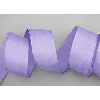 20 m x 40 mm SEIDENBAND LINA 610 Flieder mit Drahtkanten Stoffband Dekoband Drahtkantenband Geschenkband Tischdeko