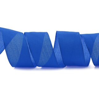20 m x 40 mm SEIDENBAND LINA 614 BLAU mit Drahtkanten Stoffband Dekoband Drahtkantenband Geschenkband Tischdeko
