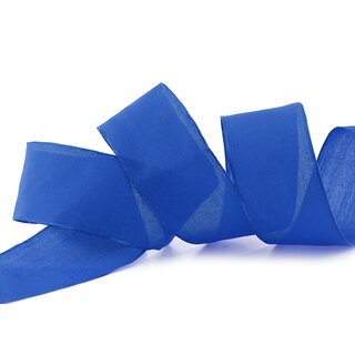 20 m x 40 mm SEIDENBAND LINA 614 BLAU mit Drahtkanten Stoffband Dekoband Drahtkantenband Geschenkband Tischdeko