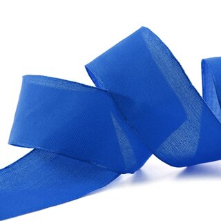 20 m x 40 mm SEIDENBAND LINA 614 BLAU mit Drahtkanten Stoffband Dekoband Drahtkantenband Geschenkband Tischdeko