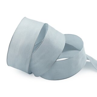 20 m x 40 mm SEIDENBAND LINA 631 GRAU Hellgrau mit Drahtkanten Stoffband Dekoband Drahtkantenband Geschenkband Tischdeko