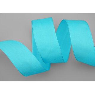 20 m x 40 mm SEIDENBAND LINA 703 TRKIS Trkisblau mit Drahtkanten Stoffband Dekoband Drahtkantenband Geschenkband Tischdeko