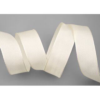 3 m x 25 mm Drahtkantenband LEO CREME Ivory (104) Dekoband mit Drahtkanten einfarbig Geschenkband Stoffband Schleifenband Visco Draht