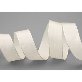 3 m x 25 mm Drahtkantenband LEO CREME Ivory (104) Dekoband mit Drahtkanten einfarbig Geschenkband Stoffband Schleifenband Visco Draht