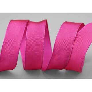 3 m x 25 mm Drahtkantenband LEO HIMBEERE (169) Dekoband mit Drahtkanten einfarbig Geschenkband Stoffband Schleifenband Visco Draht