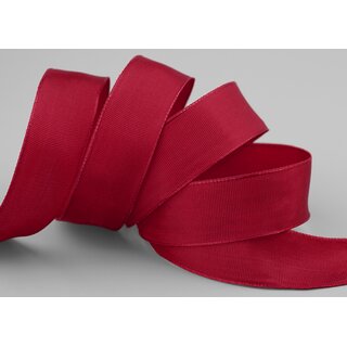 3 m x 25 mm Drahtkantenband LEO DUNKELROT Bordeaux (191) Dekoband mit Drahtkanten einfarbig Geschenkband Stoffband Schleifenband Visco Draht