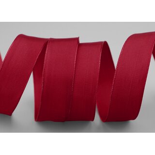 3 m x 25 mm Drahtkantenband LEO DUNKELROT Bordeaux (191) Dekoband mit Drahtkanten einfarbig Geschenkband Stoffband Schleifenband Visco Draht