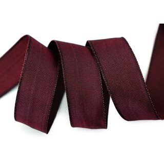 3 m x 25 mm Drahtkantenband LEO BORDEAUX Weinrot (194) Dekoband mit Drahtkanten einfarbig Geschenkband Stoffband Schleifenband Visco Draht