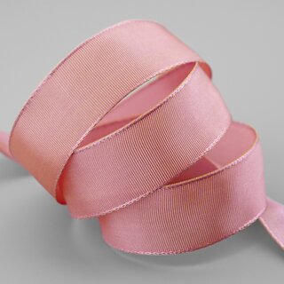 3 m x 25 mm Drahtkantenband LEO ALTROSA Puderrosa Rosa (204) Dekoband mit Drahtkanten einfarbig Geschenkband Stoffband Schleifenband Visco Draht