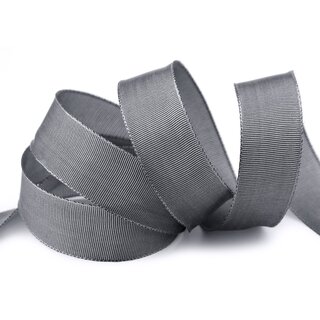 3 m x 25 mm Drahtkantenband LEO GRAU Dunkelgrau (324) Dekoband mit Drahtkanten einfarbig Geschenkband Stoffband Schleifenband Visco Draht